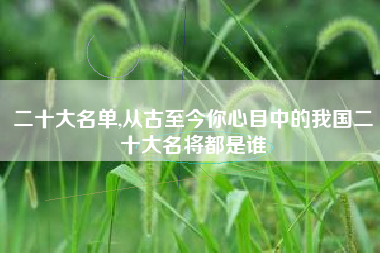 二十大名单,从古至今你心目中的我国二十大名将都是谁