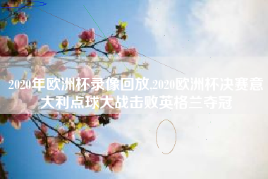 2020年欧洲杯录像回放,2020欧洲杯决赛意大利点球大战击败英格兰夺冠