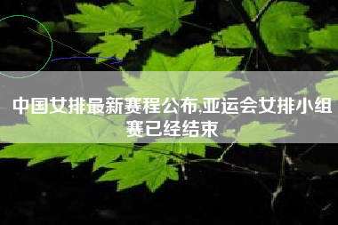 中国女排最新赛程公布,亚运会女排小组赛已经结束