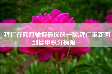拜仁在欧冠输得最惨的一次,拜仁重新回到德甲积分榜第一