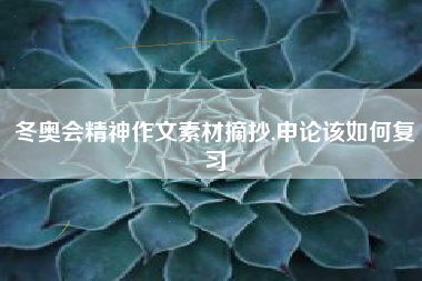 冬奥会精神作文素材摘抄,申论该如何复习