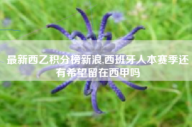 最新西乙积分榜新浪,西班牙人本赛季还有希望留在西甲吗