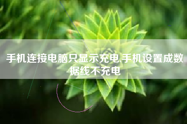 手机连接电脑只显示充电,手机设置成数据线不充电