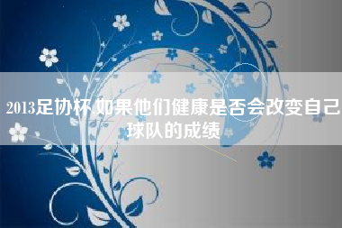 2013足协杯,如果他们健康是否会改变自己球队的成绩