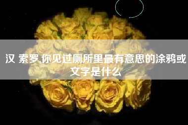汉 索罗,你见过厕所里最有意思的涂鸦或文字是什么