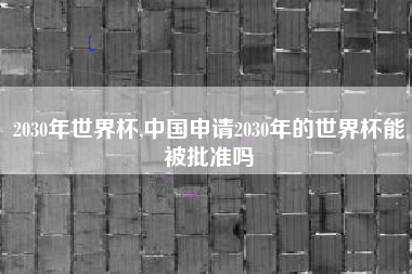 2030年世界杯,中国申请2030年的世界杯能被批准吗
