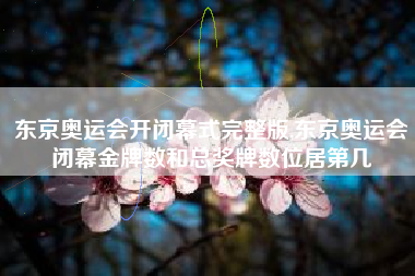 东京奥运会开闭幕式完整版,东京奥运会闭幕金牌数和总奖牌数位居第几