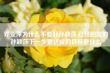 邓亚萍为什么不看好孙颖莎,已经回国的孙颖莎下一步要达成的目标是什么