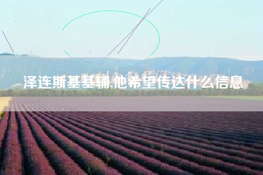 泽连斯基基辅,他希望传达什么信息