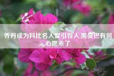 乔丹成为科比名人堂引荐人,黑曼巴有何心愿未了