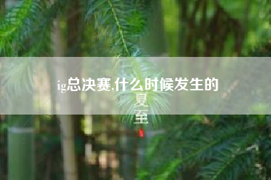 ig总决赛,什么时候发生的